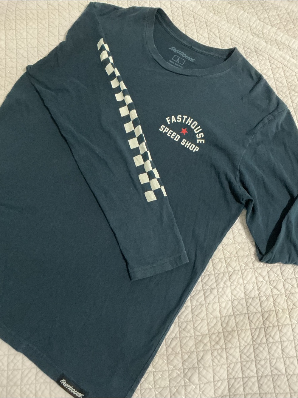 Fasthouse Speed Shop Faded Slate Navy Blue Long Sleeve Tee Size L